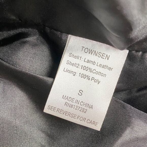 Townsen Leather Bomber Jacket Womens Small Black Gray Varsity Casual EUC - Picture 9 of 11